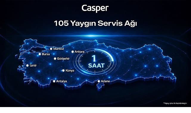 Casper 105 servis noktasıyla Türkiye genelinde hizmet veriyor